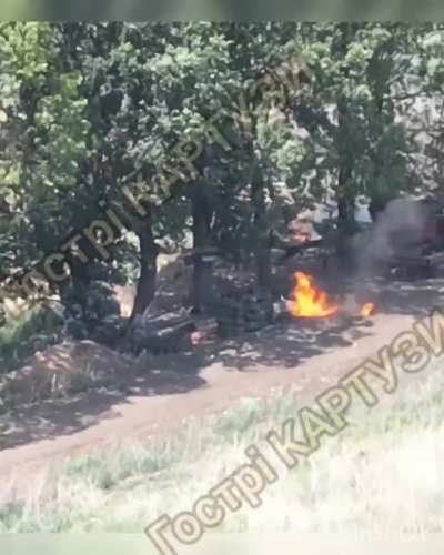 Fighters of the 2nd seperate detachment of OMEGA destroy piles of ammunition left in the open