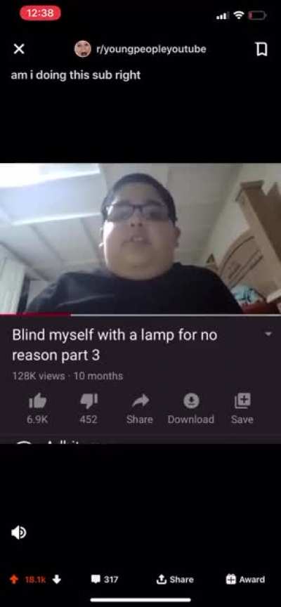 Poor kid... no more eyes