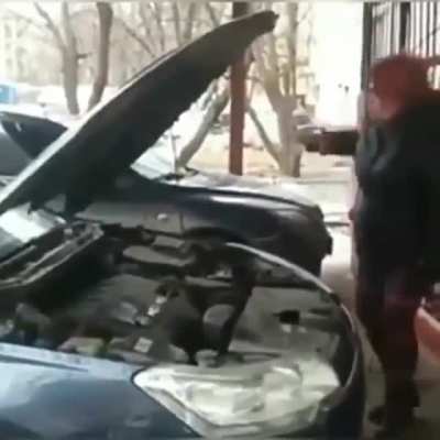 "The engine is making some kind of squeaking sound..."