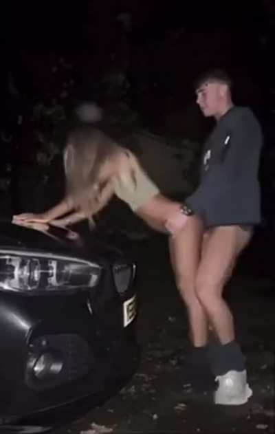 Sexy blonde banged outdoors