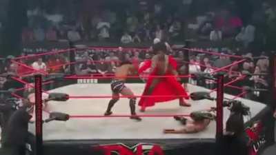 &acirc;Black Snow&acirc;(Booker T) giving commentary on his own beatdown while also participating!
