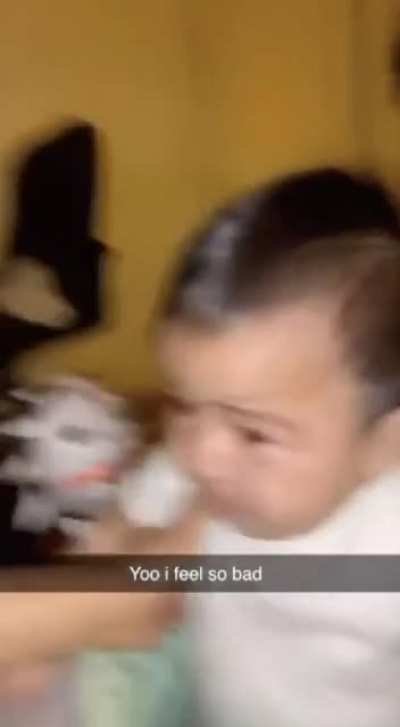 Lol the look of terror on his face