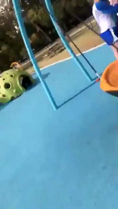 Lady gets mad at teenagers for playing on playground