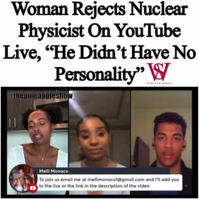 "Didn't have personality," aka doesn't have a record, and they'll bash him if he ends up with a Becky... cmtsu
