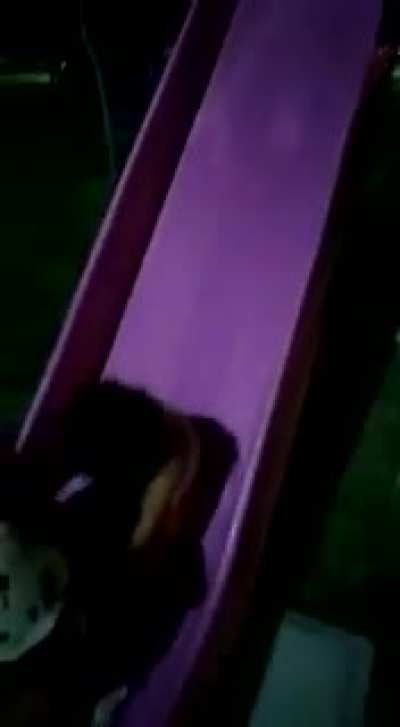 Earlier I posted this video, but it was erased, it is no fake, it happens to my neighboors, their children were playing in a slide and they noted that some kind of face was showed behind their daughter, and there weren&rsquo;t other children playing