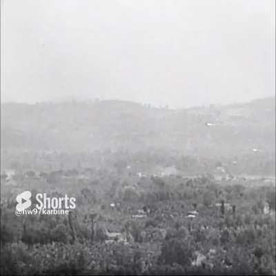 P-40 fighter bomber set alight by light flak over Italy in 1944