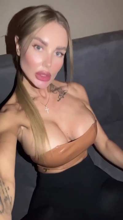 huge tits in a leather top
