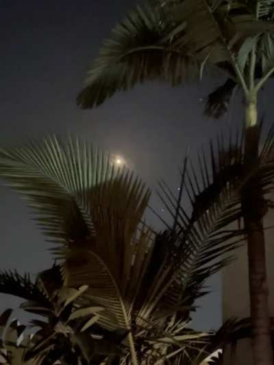 Iranian rockets being intercepted above Israel
