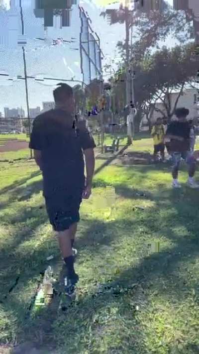 Hawaii high school fight about a month ago, not my video. The one with the black t-shirt/shorts is a freshman, the rest are seniors/juniors