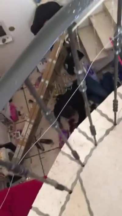 Live electricity and an unbalanced ladder. What could go wrong?