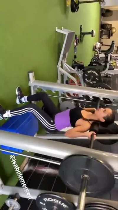 isabela Merced at the gym