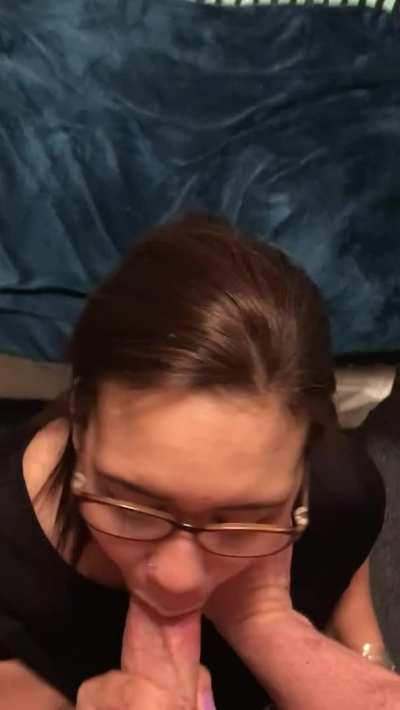Young girl Sucking a huge white cock