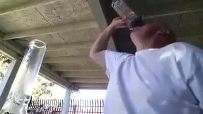 Guy takes a bong rip of the world's hottest pepper...