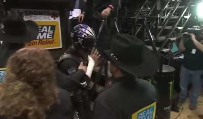 PBR Stetson Lawrence takes a hoof to the face and walks out like nothing happened
