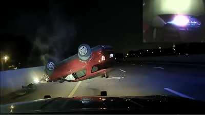 Cop flips pregnant woman's car for pulling over too slowly