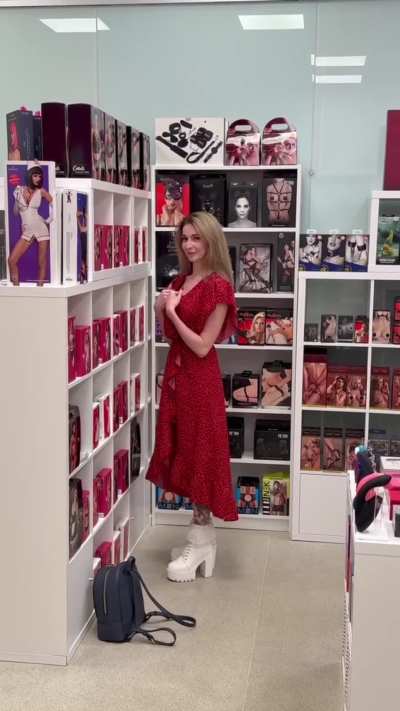 Flashing tits in store