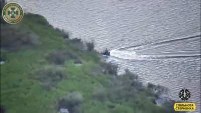 79 border guard detachment hits a water scooter with 2 russian troopers on it, Kherson Oblast, May 2024