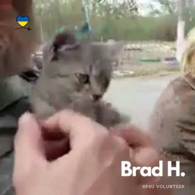 Our volunteer Brad is a military veteran who has been on the ground for months helping civilians evacuate. He is a tough guy. But sometimes he is not so tough and takes the time to make a new friend. To learn more about what Brad and SP4U do to help peopl