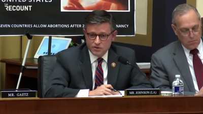 Representative Mike Johnson asking the important abortion questions.