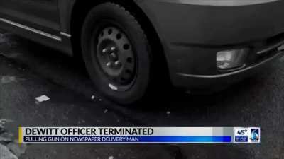 Police Officer Fired After Video Surfaced Showing The Off-Duty Officer Pointing Gun At Newspaper Delivery Teen, Officer Didn't Identify Himself To Teen.