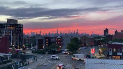 tonight&rsquo;s sunset from my roof in williamsburg