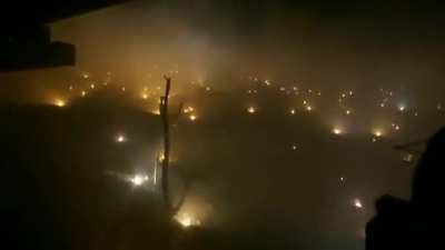 First person POV of RU incendiary strikes, believed to be at a UA position in the South or Donbas.