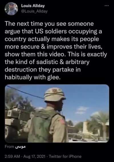 Daily reminder that this is what liberals support when they beg the US and its allies to occupy countries for &ldquo;humanitarian&rdquo; reasons.