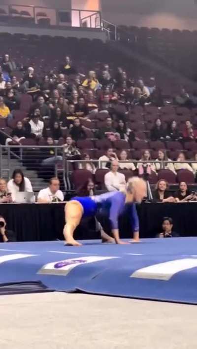 Performing her routine even with a knee brace