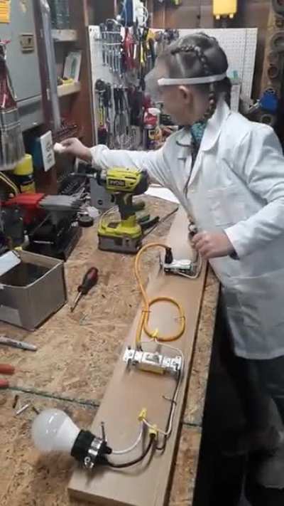 Electricians daughter built her first circuit.