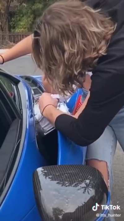 How did she even get her shirt stuck there?