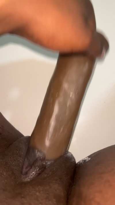 Stretching my tight pussy with this dildo