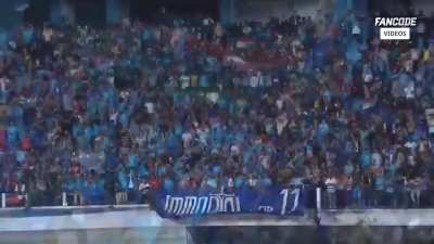 Fans singing Maa Tujhe Salaam/Vande Mataram in stadium after India beat Kuwait and win the SAFF championship final