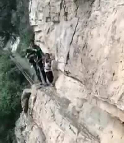 This daiy pathway of villagers living on a mountain.