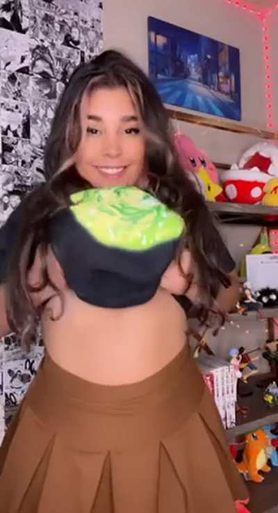 Wow look! My nipples match my skirt😳