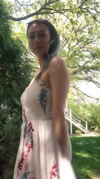 Ask me how: to see what&rsquo;s under my pretty new dress!🌸🥰