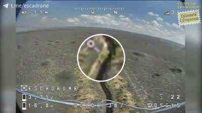 The lonely and horrified Russian soldier in his fortified trench was being targeted by a Ukrainian kamikaze drone.