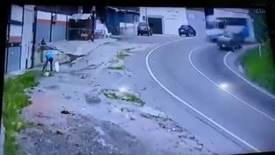 Bus loses control