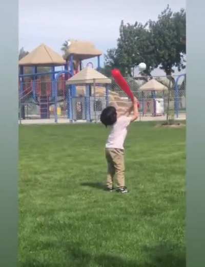 Hit by pitch, but the batter swung. Batter doesn&rsquo;t get awarded first base.