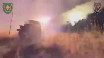 BM-21 Grad of the 21st Mechanized Brigade firing at a concentration of Russian troops detected by drones equipped with night vision (February 2024)