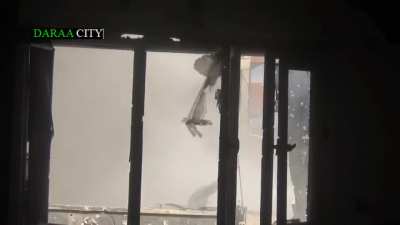 Opposition trebuchet team launches mines at Syrian Army positions near Bosra Square, Daraa - 5/13/2014