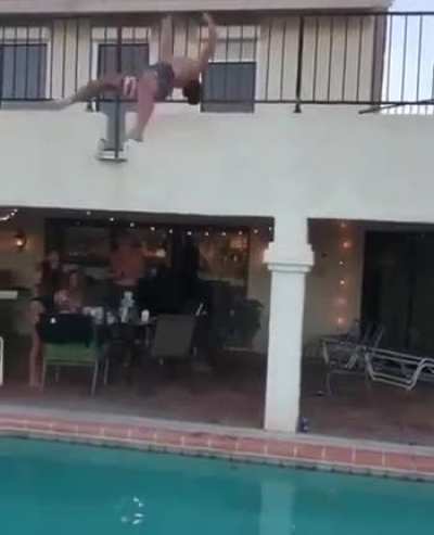 Diving into the pool from the balcony 😎