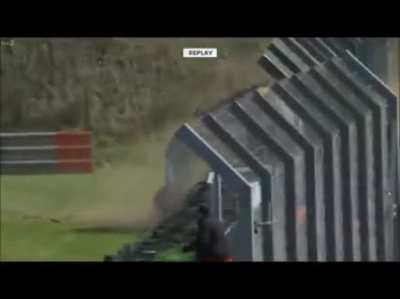 Race car loses and control and everything goes wrong