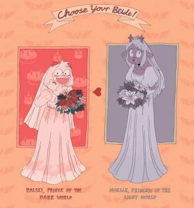 Congrats on your marriage!Who&rsquo;re you getting married to? (Art by hellspawnmotel)