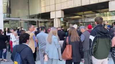Trump supporters chanting Stop The Vote, outside vote counting location in Detroit, MI.