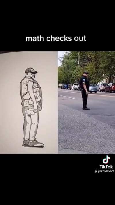 Could it be 2 guys in a cop suit?