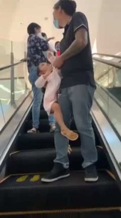 My niece&rsquo;s first time in the escalator