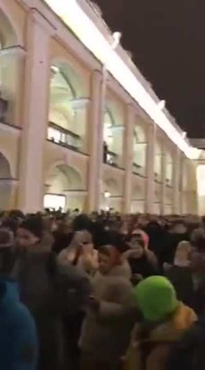 The main street in St Petersburg, Russia Wed night. The crowd is chanting "No to War!" "Shame!" &amp;amp; "Ukraine is not our enemy!"
