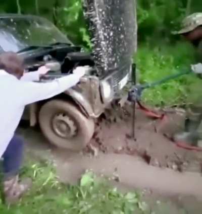 Just jacking up the truck to change a tire....