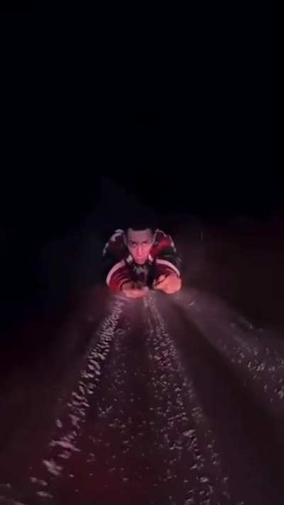 Man is fired out of a cannon.