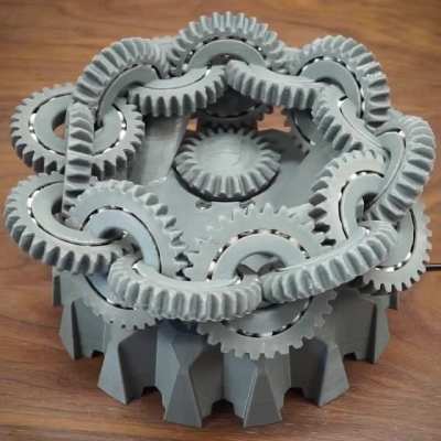 v13 of my Intertwined M&ouml;bius Gears that I posted almost a year ago. Now motorized!
